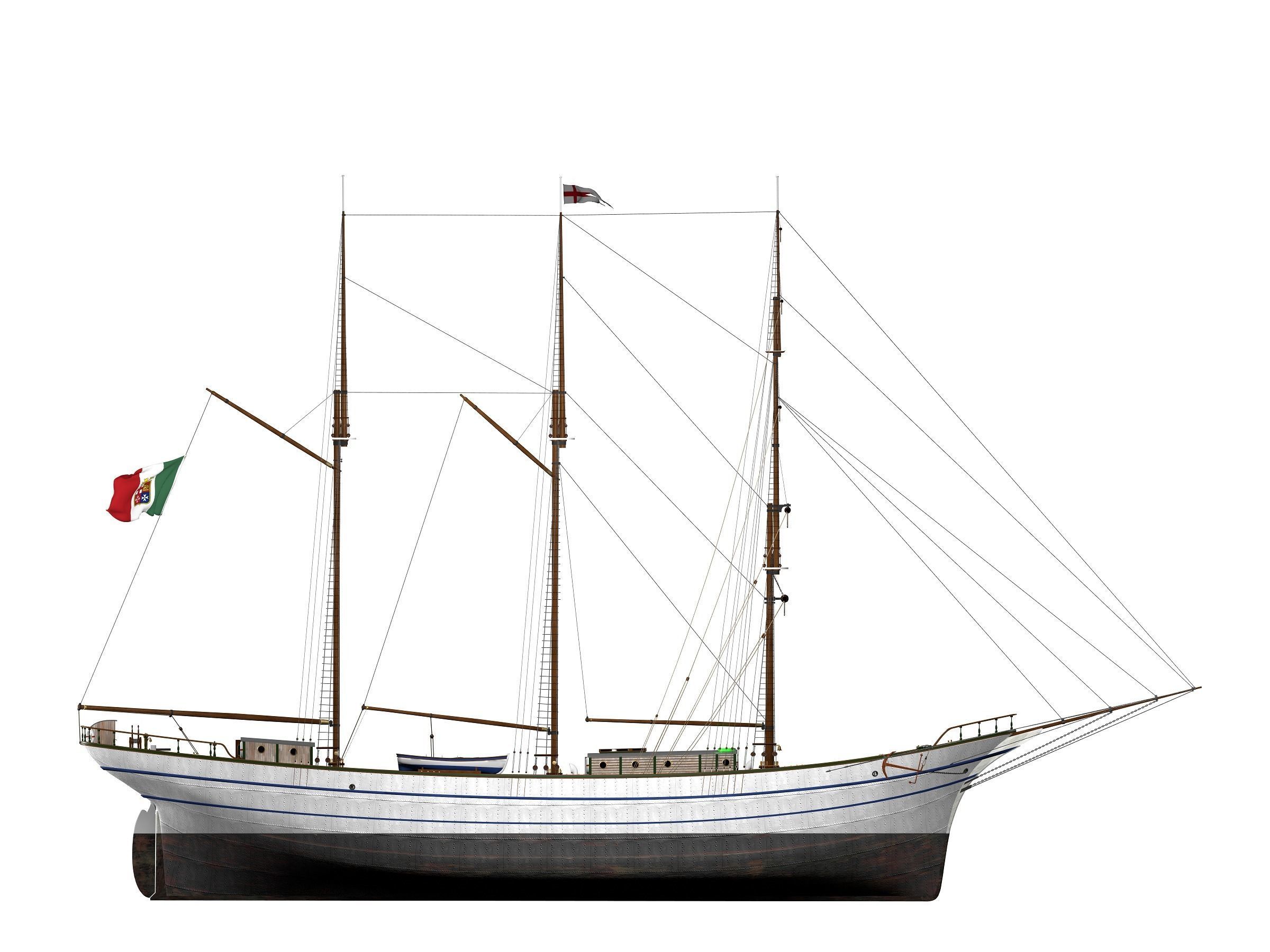 Brig - Barquetine Fidente 1920 3D model_13