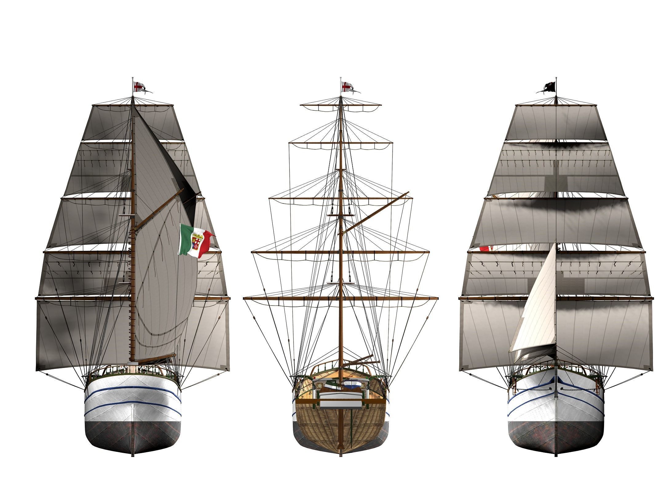 Brig - Barquetine Fidente 1920 3D model_20