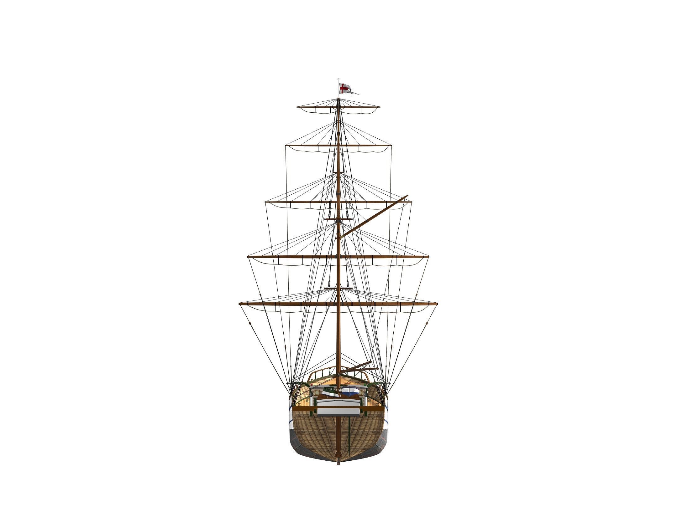 Brig - Barquetine Fidente 1920 3D model_12