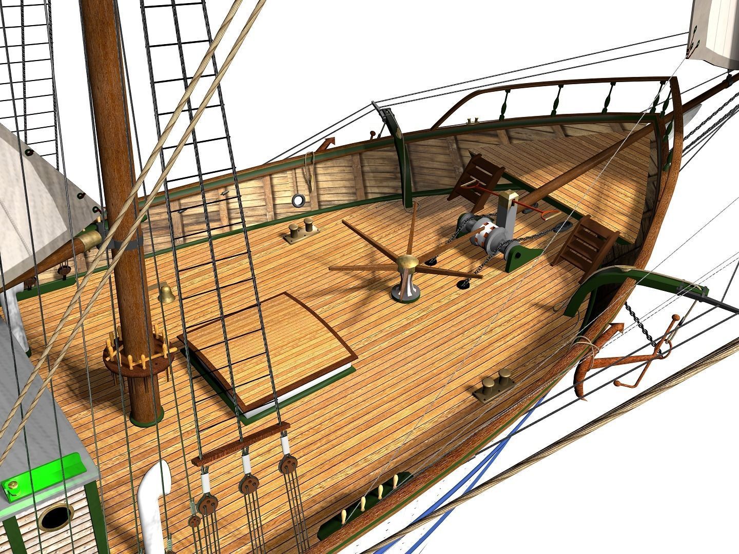 Brig - Barquetine Fidente 1920 3D model_5