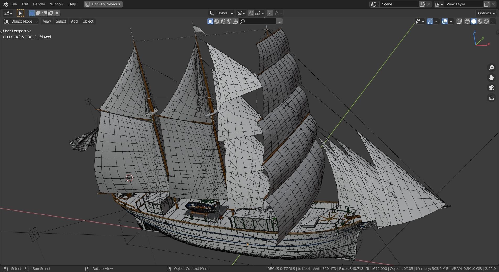 Brig - Barquetine Fidente 1920 3D model_27