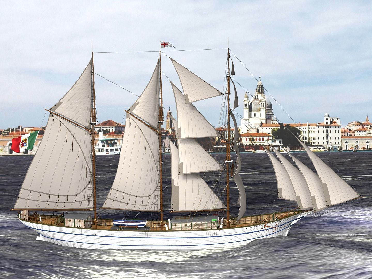 Brig - Barquetine Fidente 1920 3D model_18