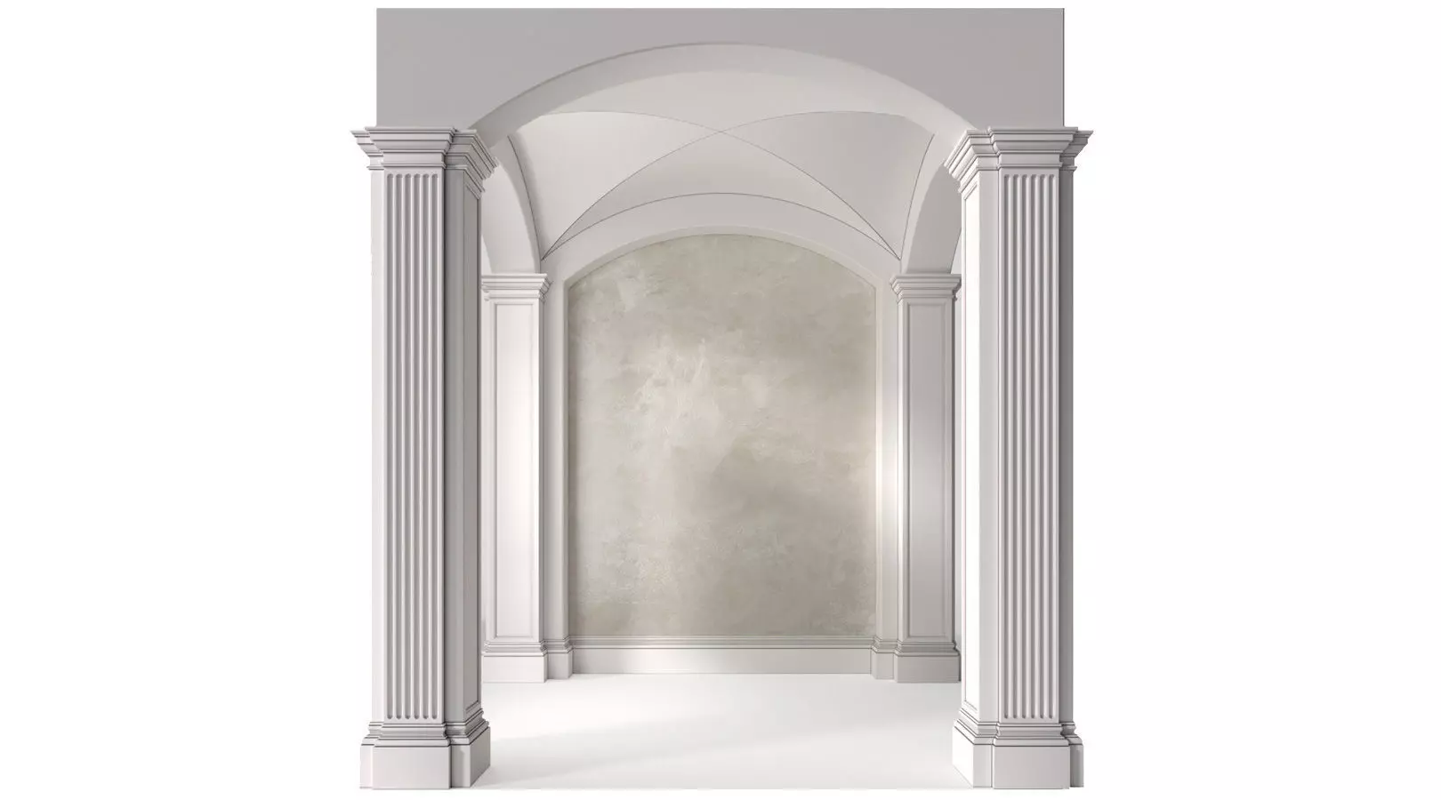 Arched Vaulted Gallery  Decorative plaster 3D model_0
