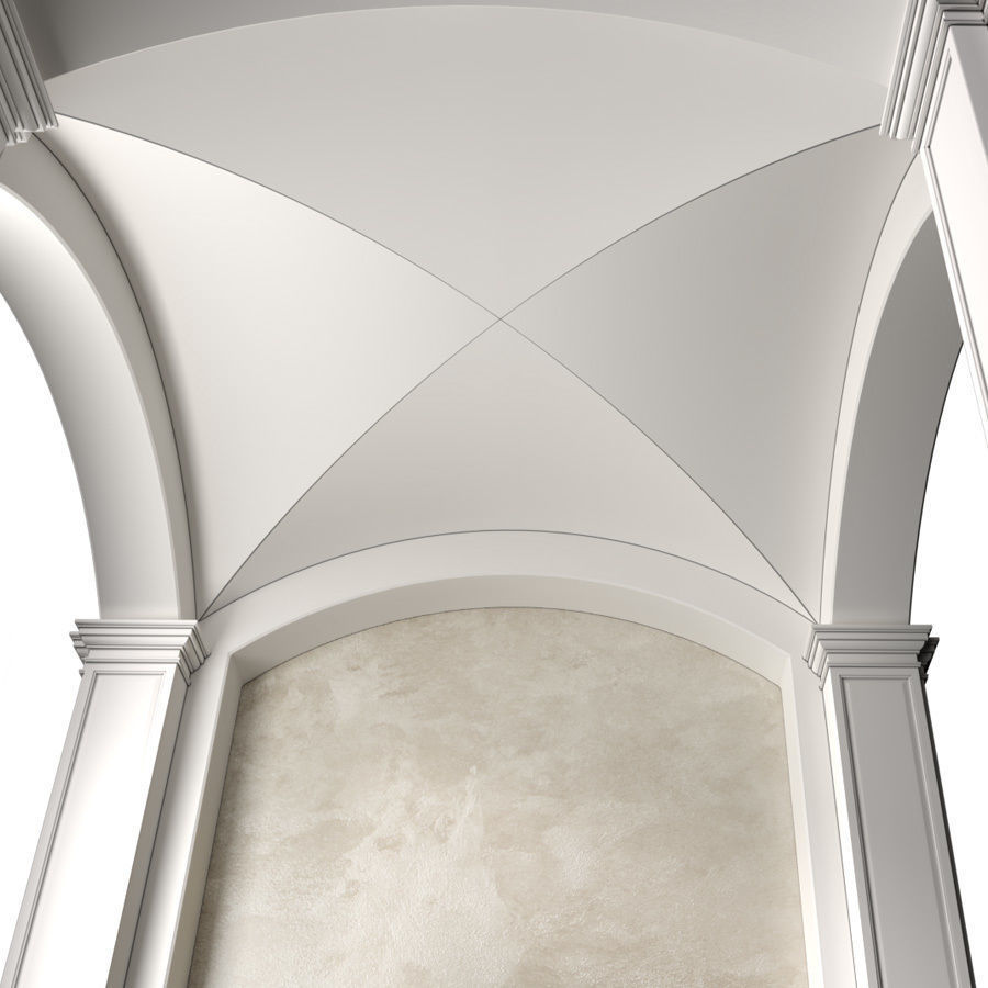 Arched Vaulted Gallery  Decorative plaster 3D model_1