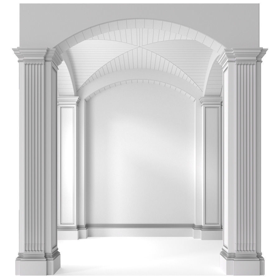 Arched Vaulted Gallery  Decorative plaster 3D model_3