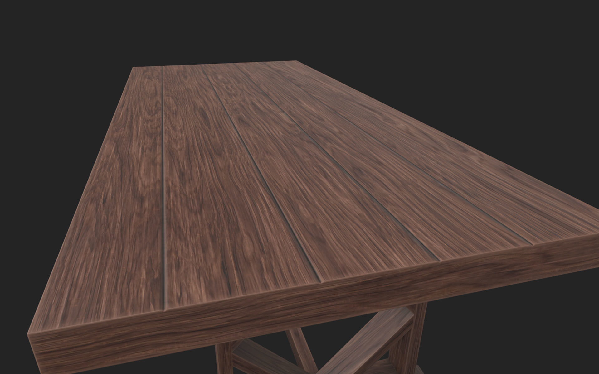 Wooden Dining Table Low-poly 3D model_2