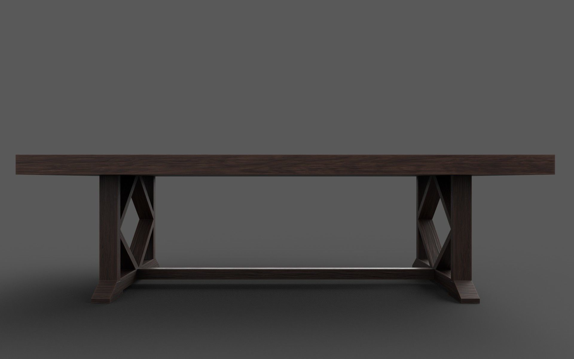 Wooden Dining Table Low-poly 3D model_8