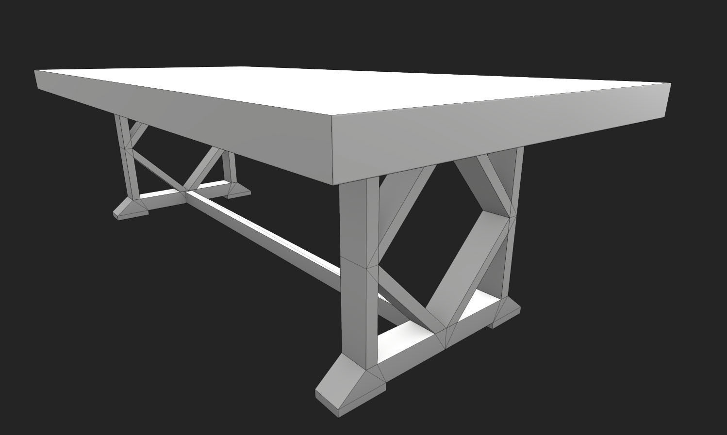 Wooden Dining Table Low-poly 3D model_11