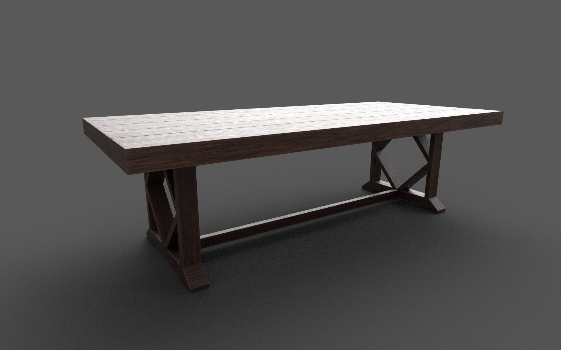 Wooden Dining Table Low-poly 3D model_4