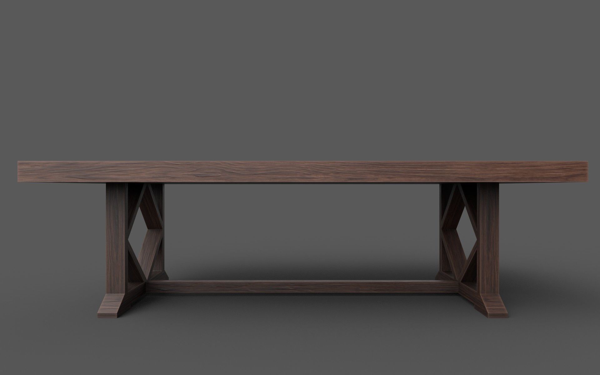 Wooden Dining Table Low-poly 3D model_6
