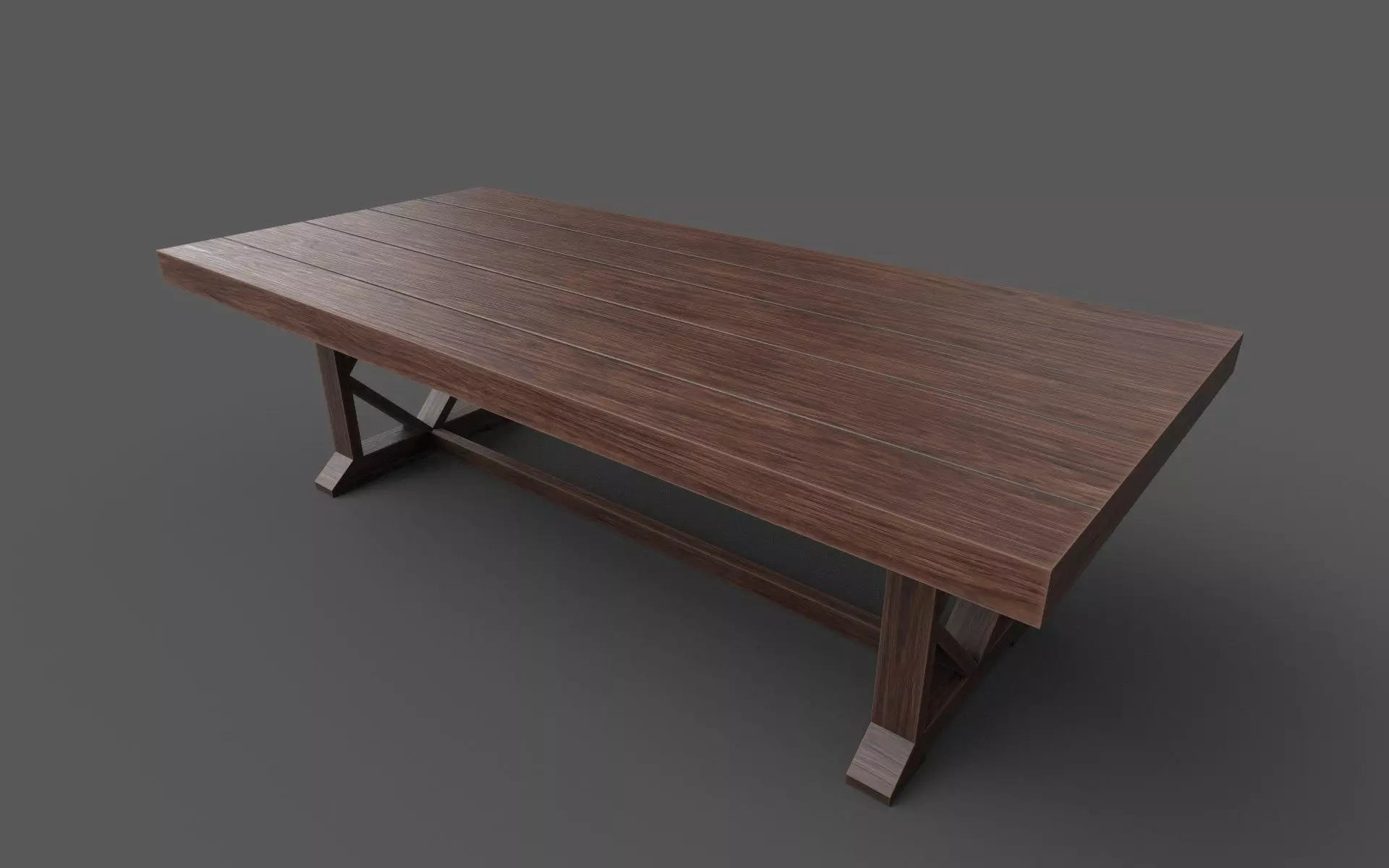 Wooden Dining Table Low-poly 3D model_0