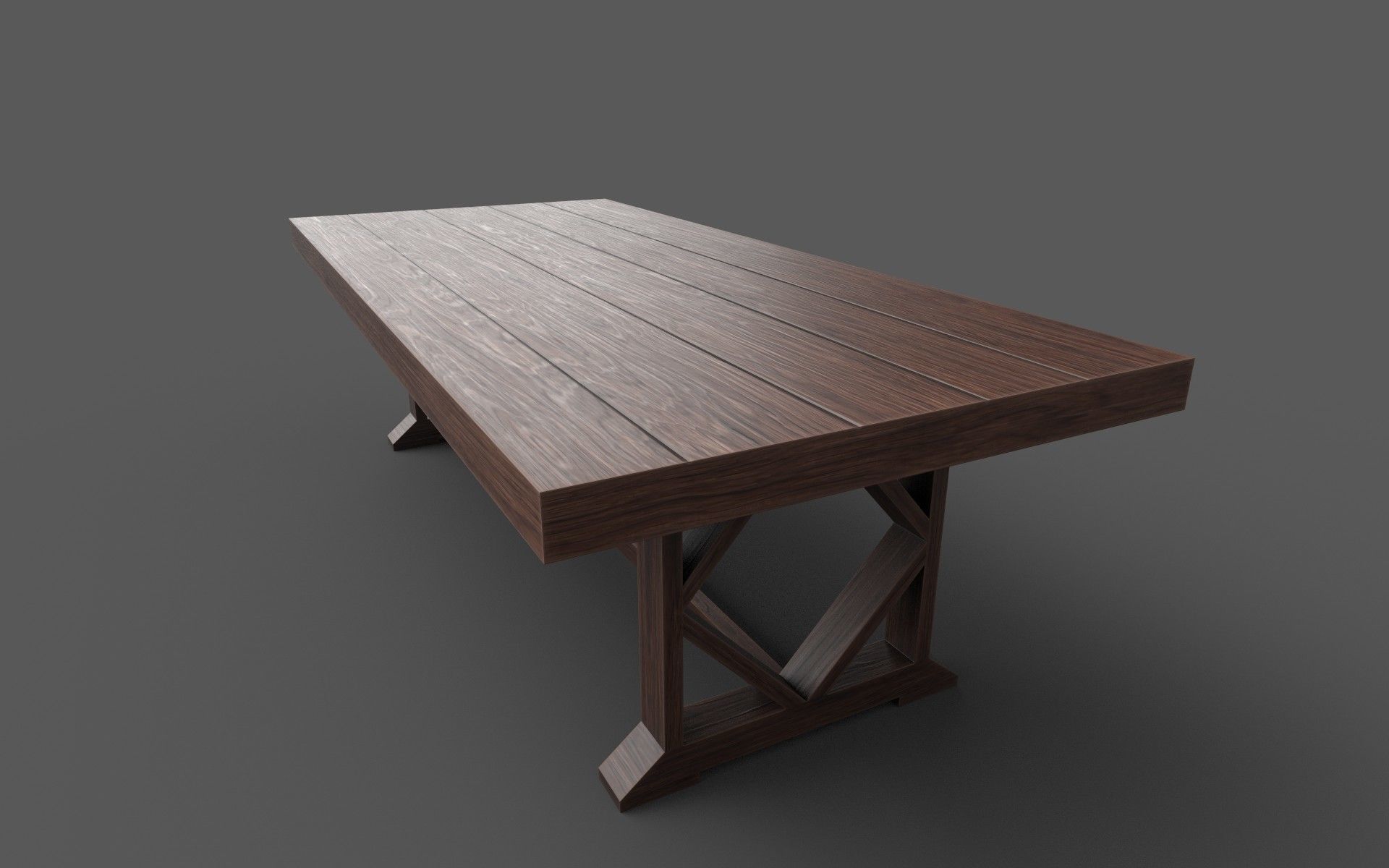Wooden Dining Table Low-poly 3D model_1