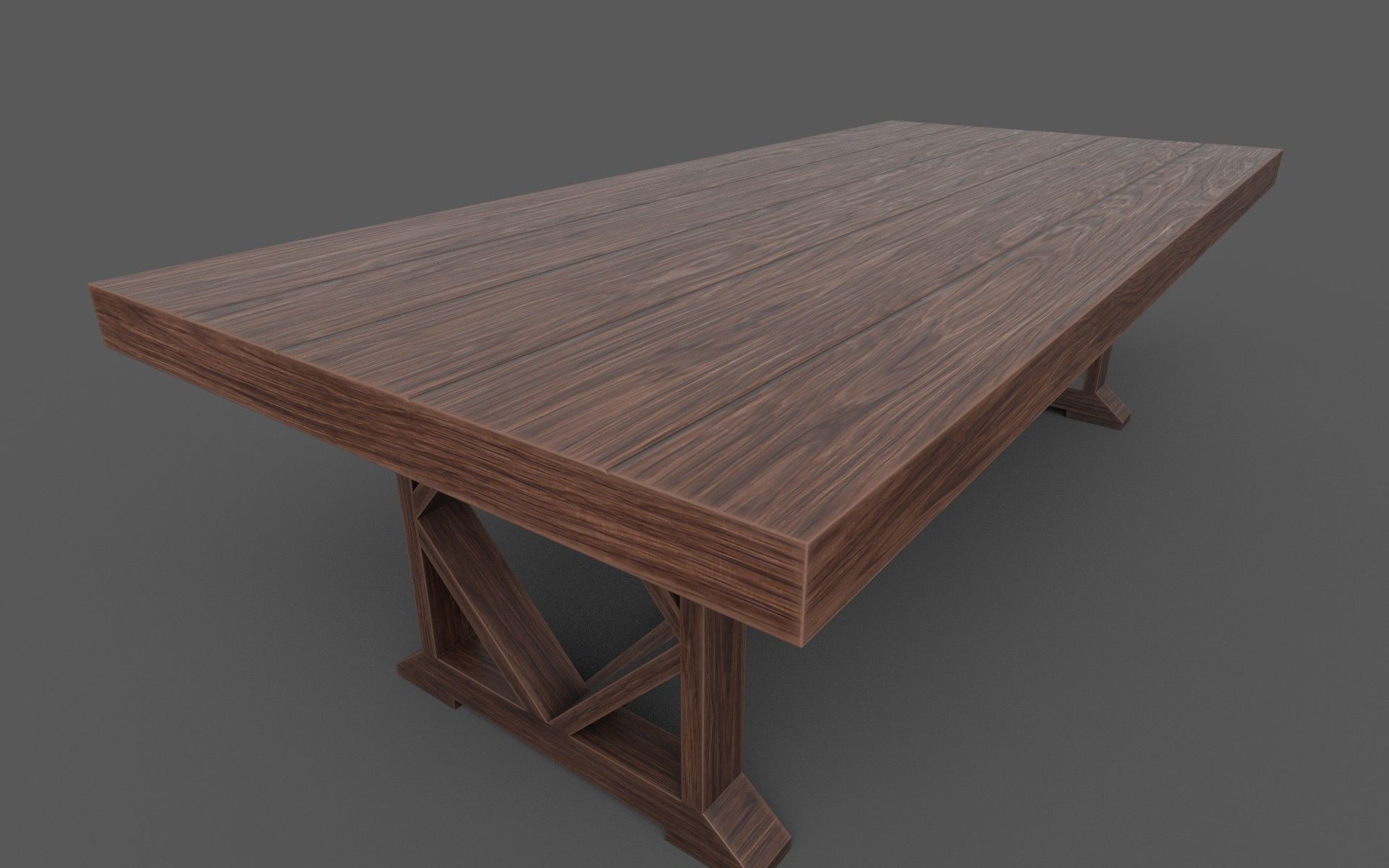 Wooden Dining Table Low-poly 3D model_9