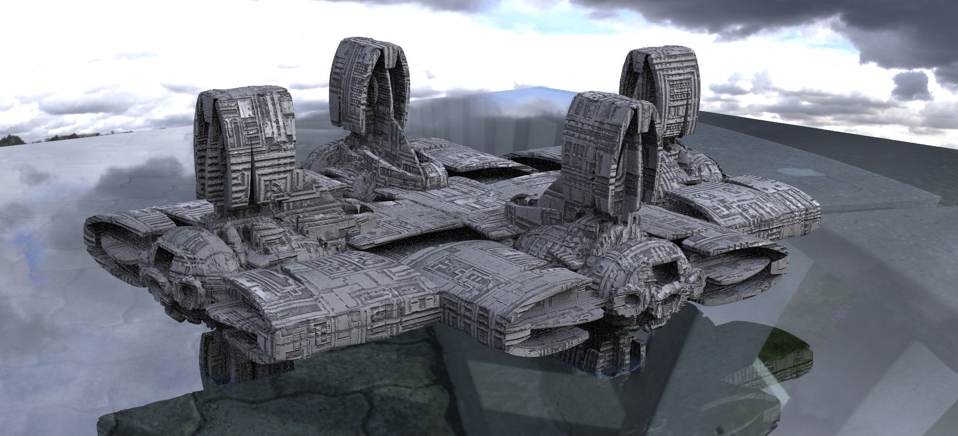 Solar powered Sci-Fi energy wings base 3D model_17