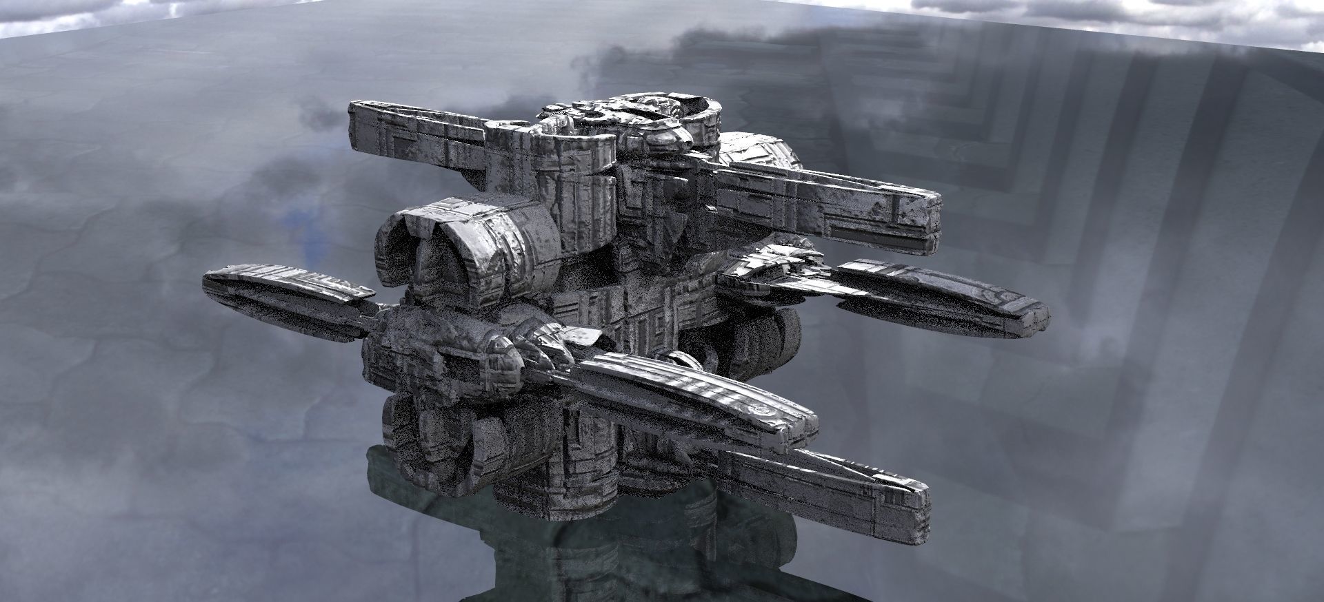 Solar powered Sci-Fi energy wings base 3D model_10