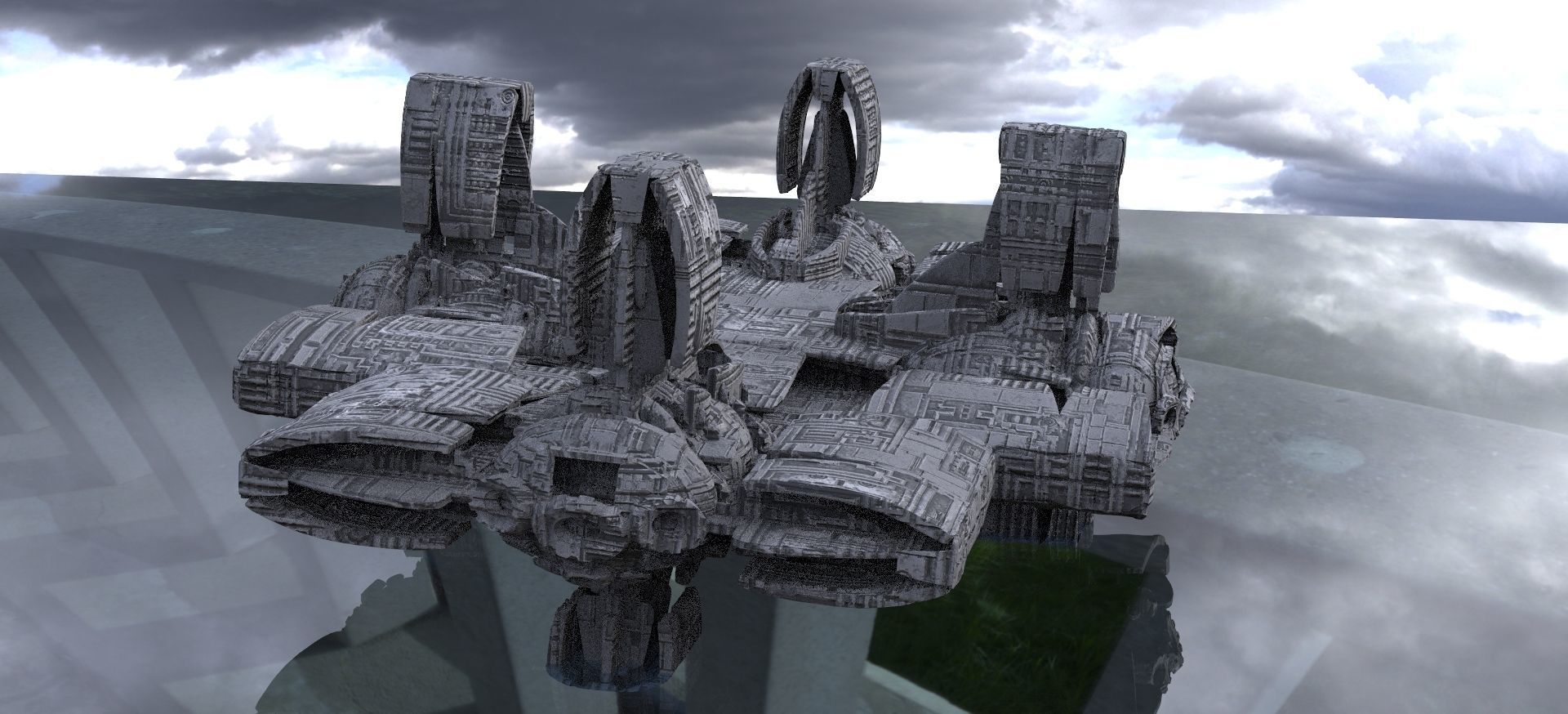 Solar powered Sci-Fi energy wings base 3D model_14