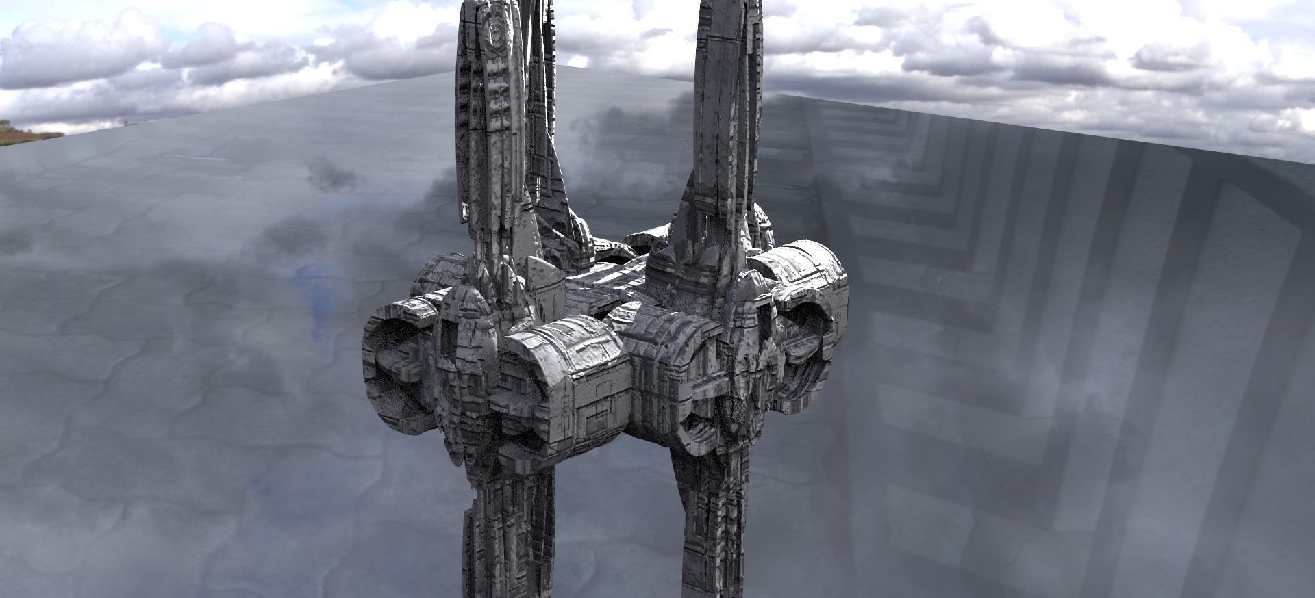 Solar powered Sci-Fi energy wings base 3D model_9