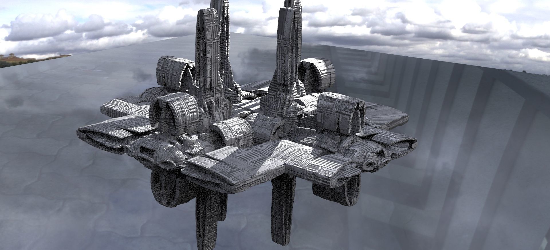 Solar powered Sci-Fi energy wings base 3D model_13