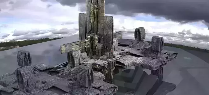 Solar powered Sci-Fi energy wings base