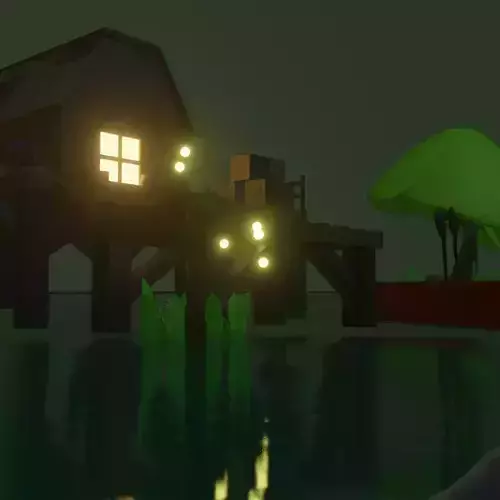 swamp fisher village PBR low-poly