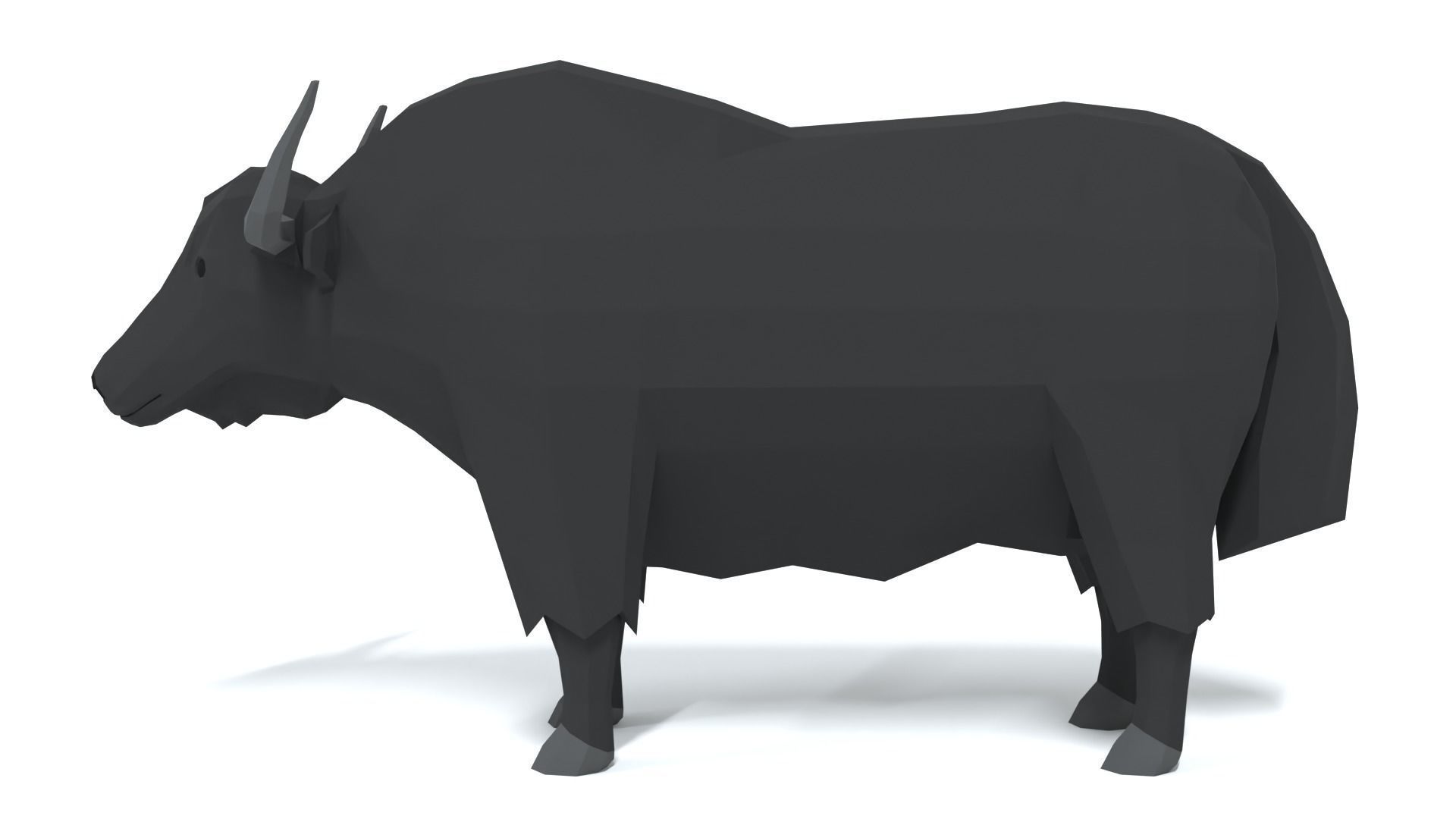 Low Poly Cartoon Yak Low-poly 3D model_1