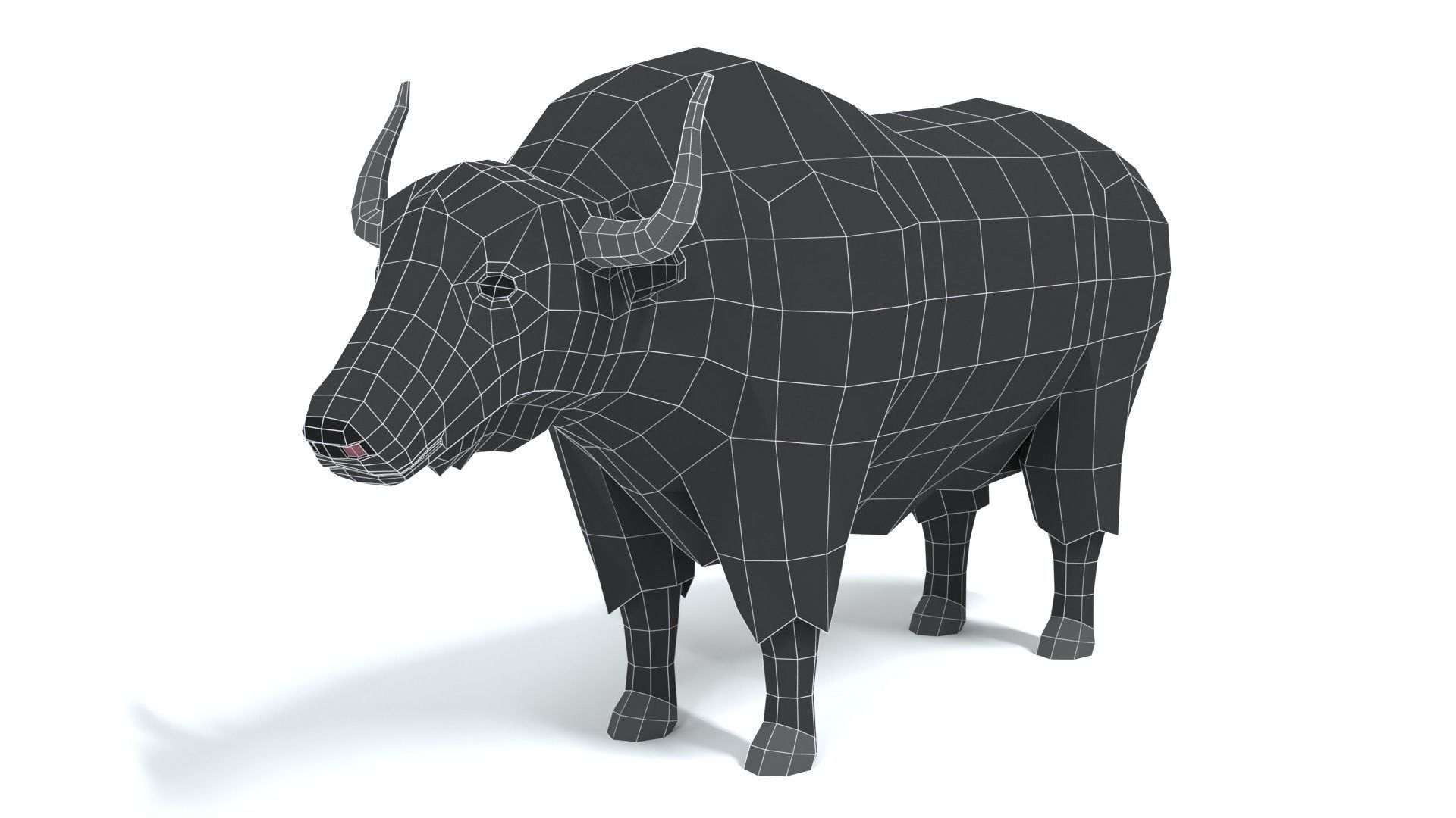 Low Poly Cartoon Yak Low-poly 3D model_15