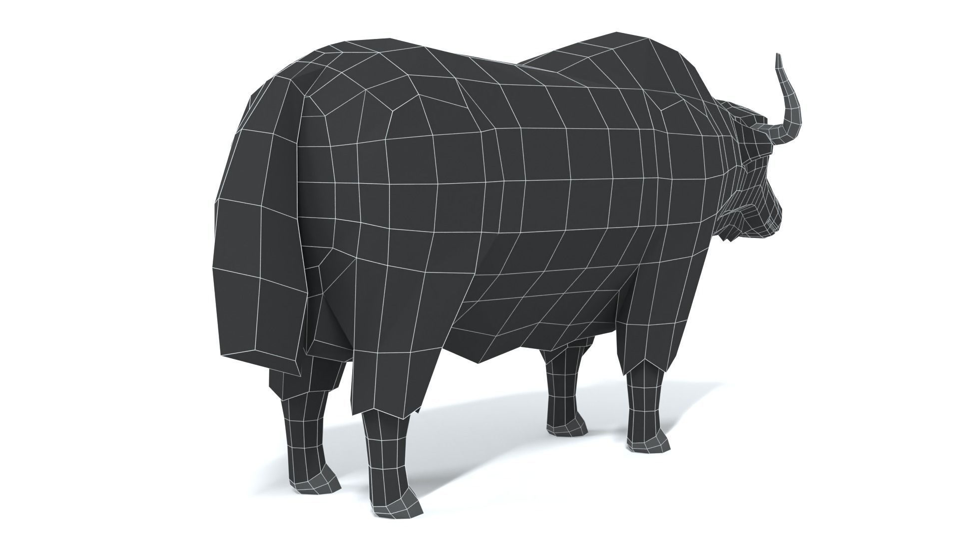 Low Poly Cartoon Yak Low-poly 3D model_9
