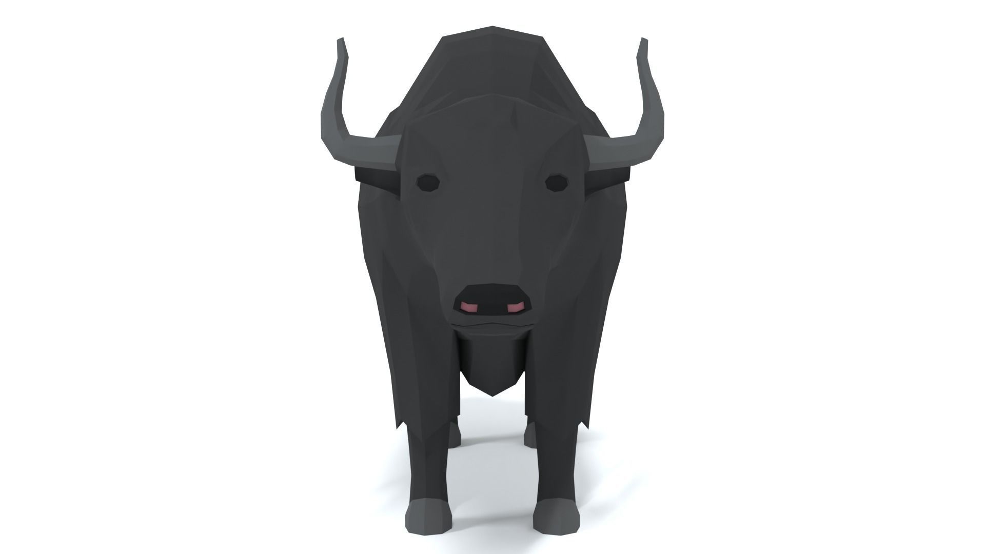 Low Poly Cartoon Yak Low-poly 3D model_7