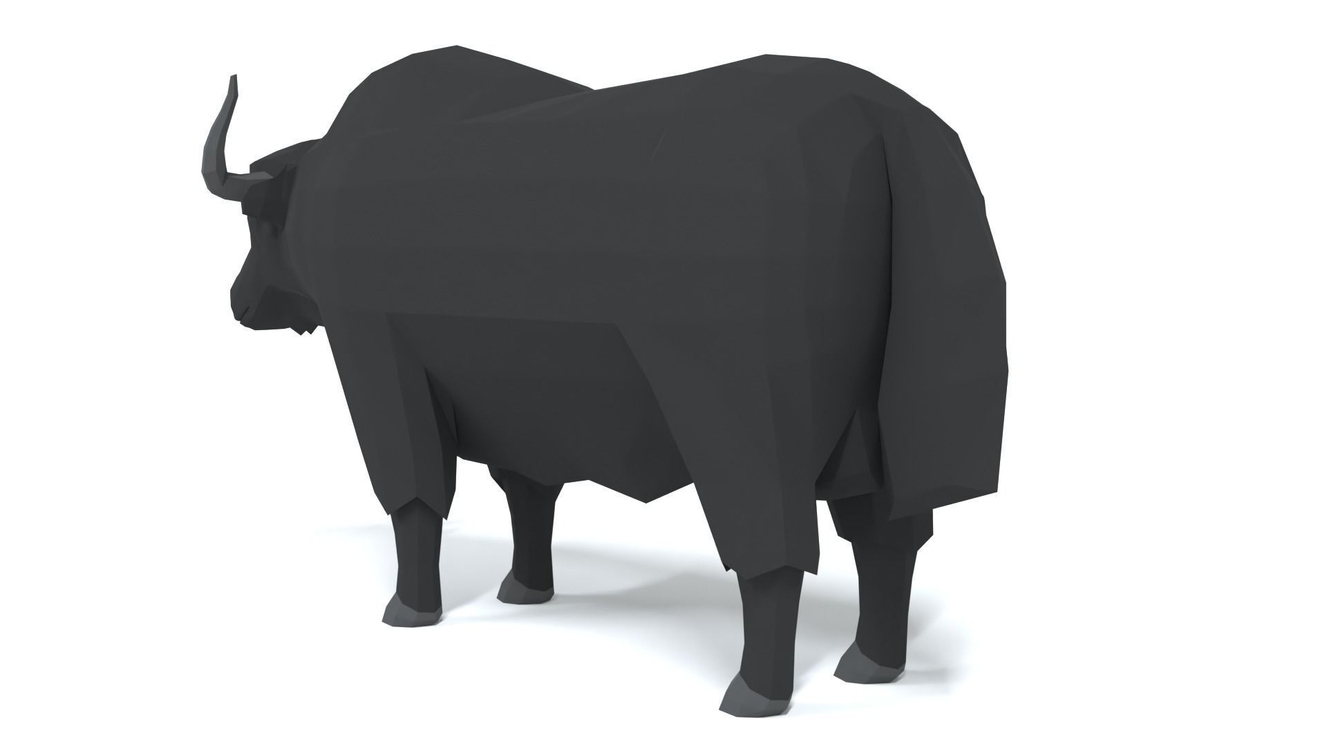 Low Poly Cartoon Yak Low-poly 3D model_2
