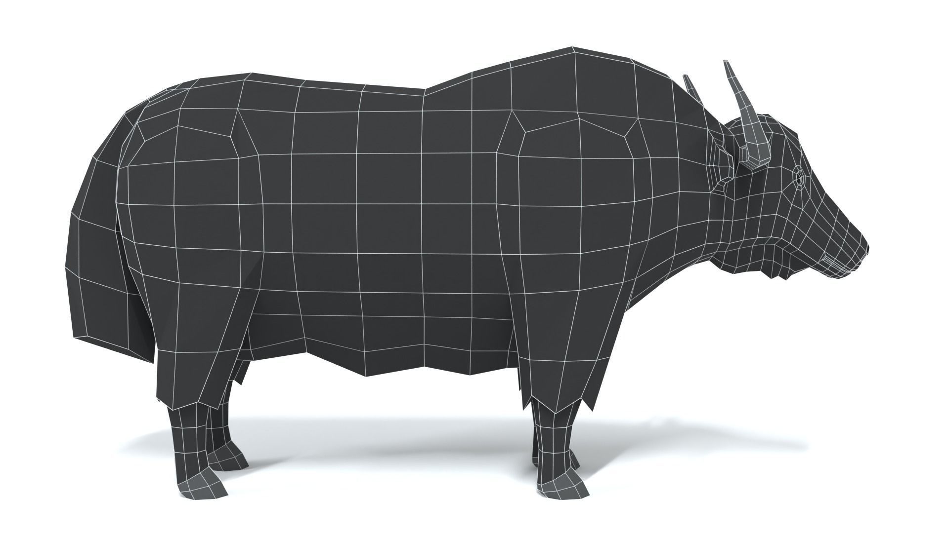 Low Poly Cartoon Yak Low-poly 3D model_10