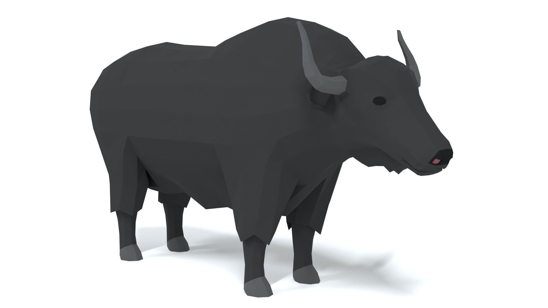 Low Poly Cartoon Yak Low-poly 3D model_6