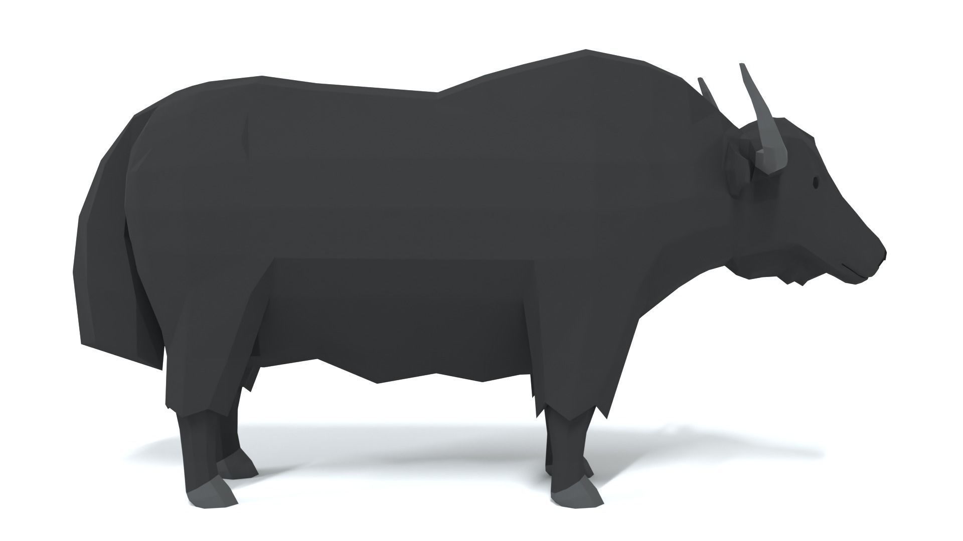 Low Poly Cartoon Yak Low-poly 3D model_5