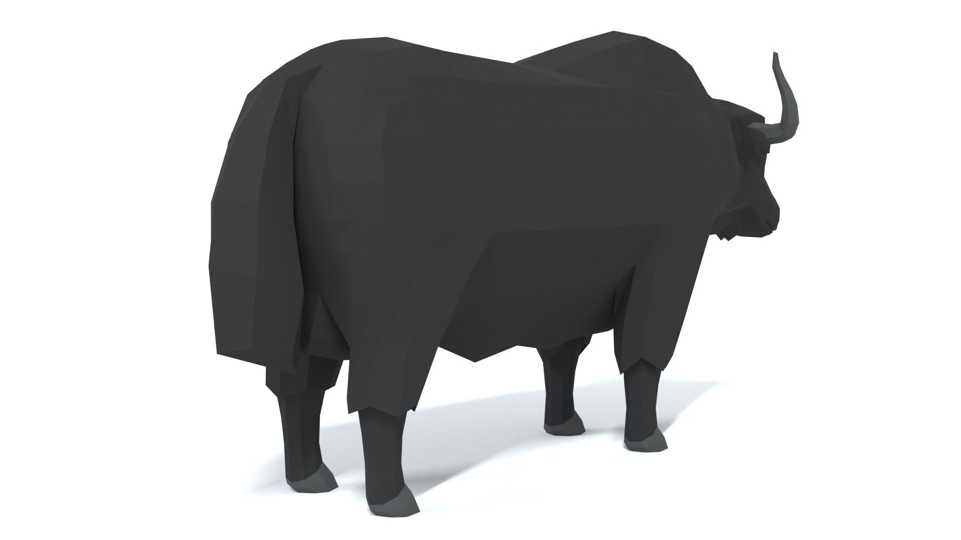 Low Poly Cartoon Yak Low-poly 3D model_4