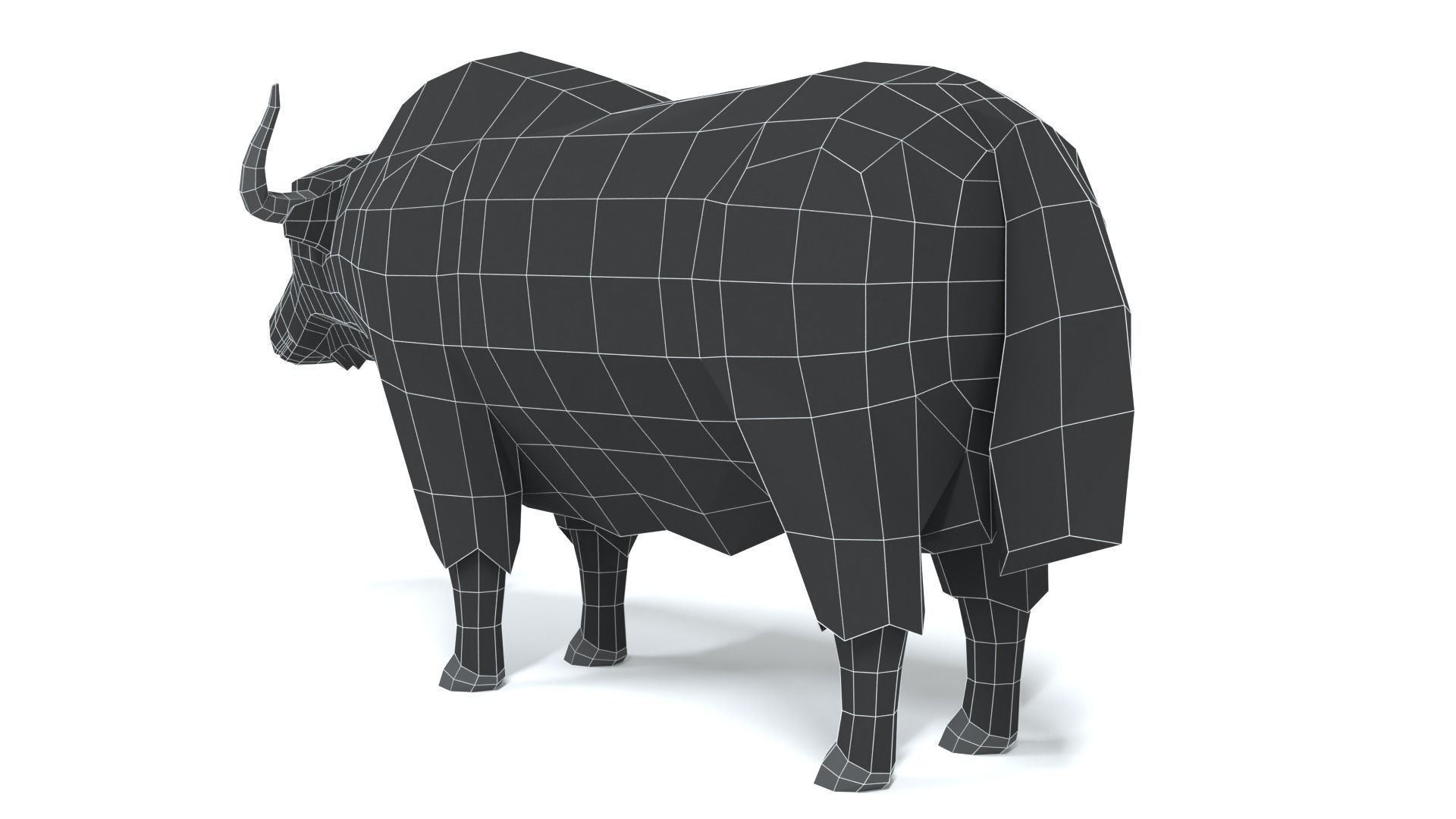 Low Poly Cartoon Yak Low-poly 3D model_14