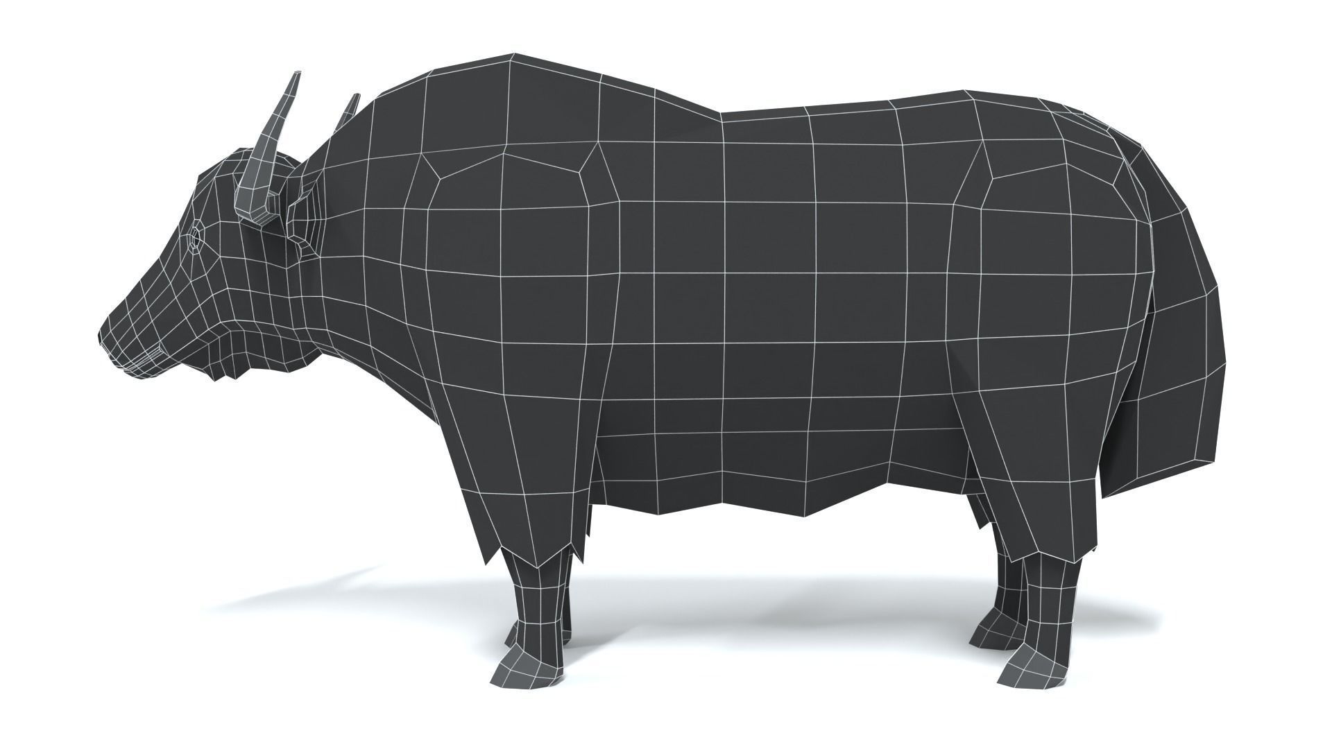 Low Poly Cartoon Yak Low-poly 3D model_12