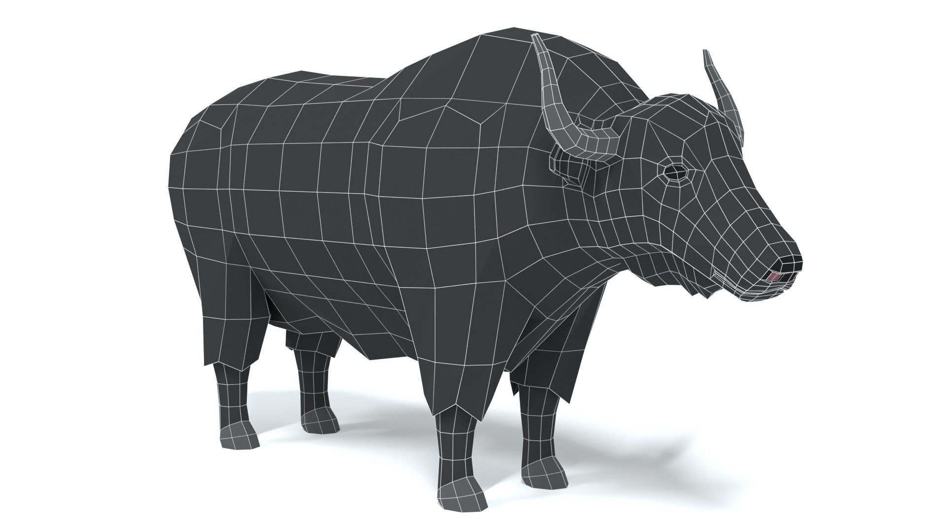 Low Poly Cartoon Yak Low-poly 3D model_11