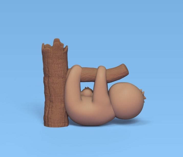 Sloth with Baby 3D print model_2