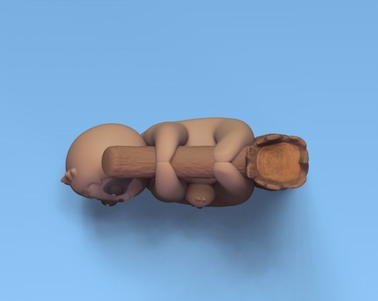 Sloth with Baby 3D print model_3