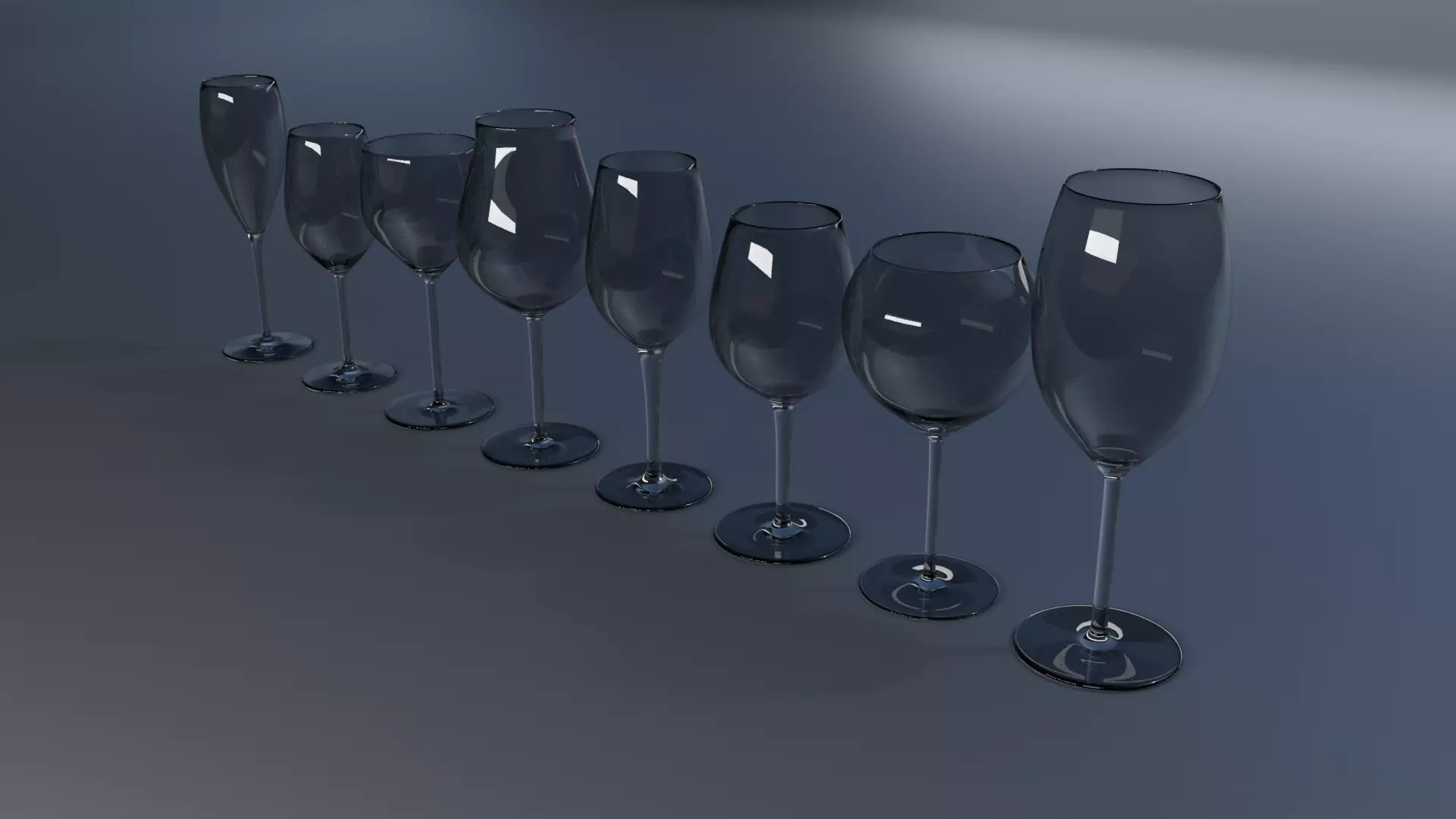 8 wine glasses set Free 3D model