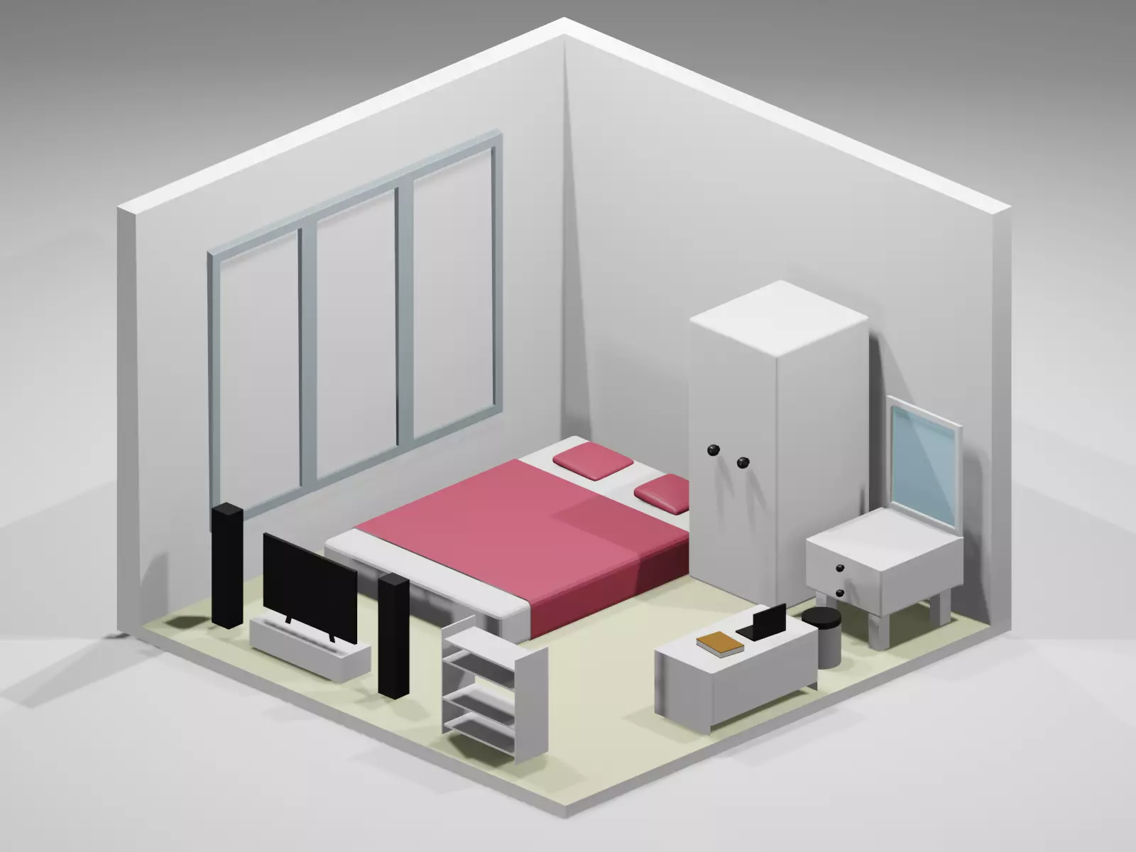 Isometric bedroom 3D model_0