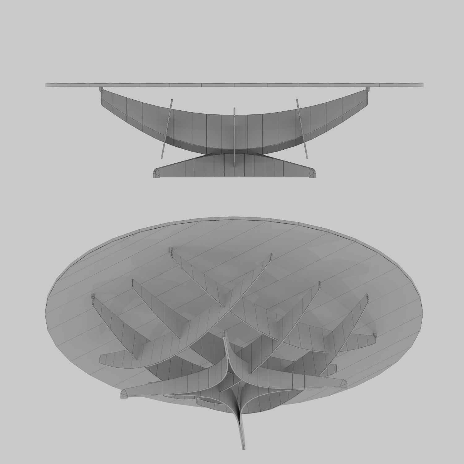 Round Glass Table Low-poly 3D model_12