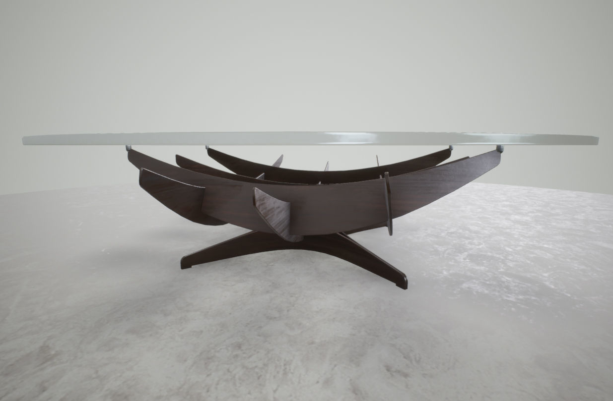 Round Glass Table Low-poly 3D model_8