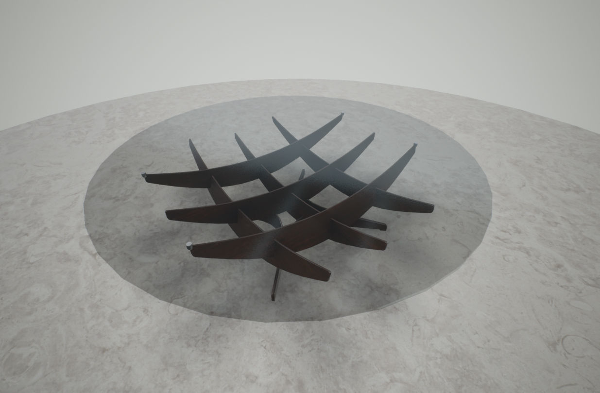 Round Glass Table Low-poly 3D model_1