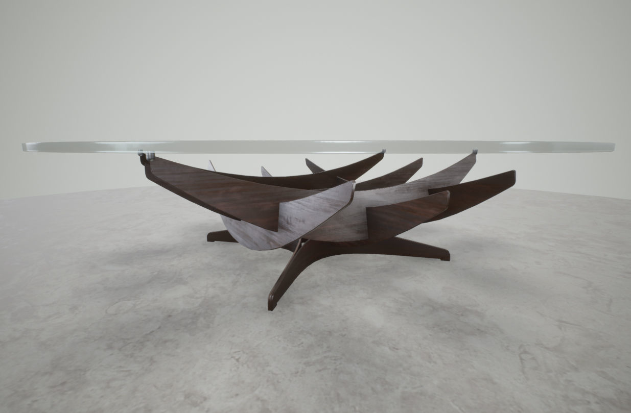 Round Glass Table Low-poly 3D model_2