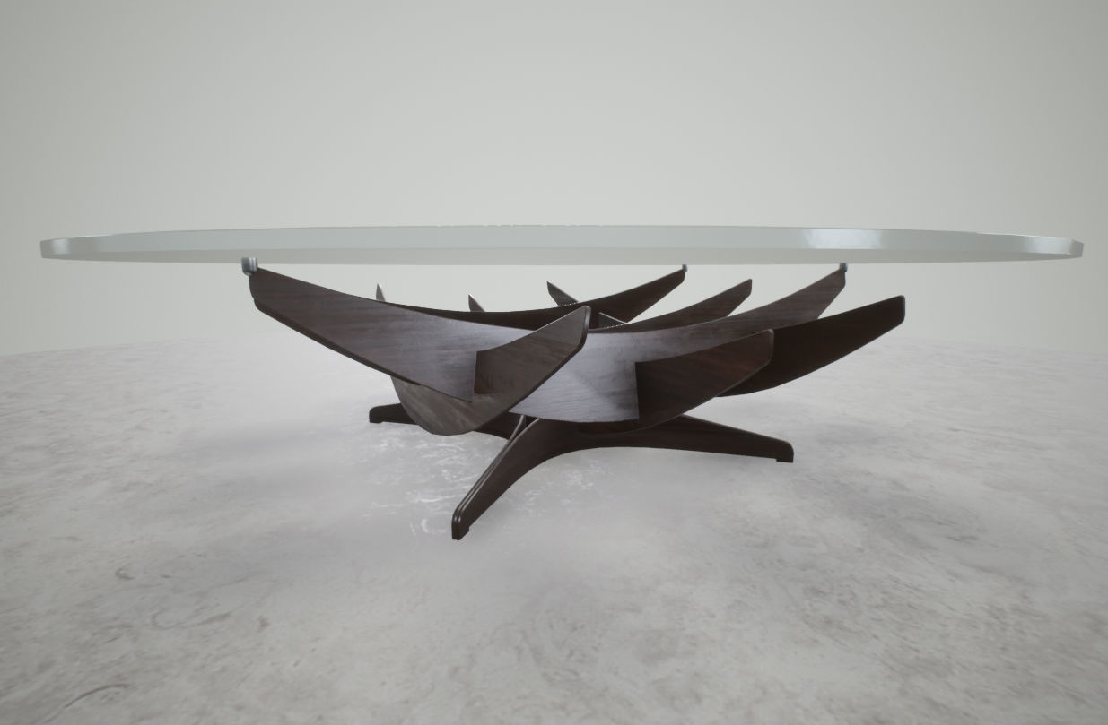 Round Glass Table Low-poly 3D model_7