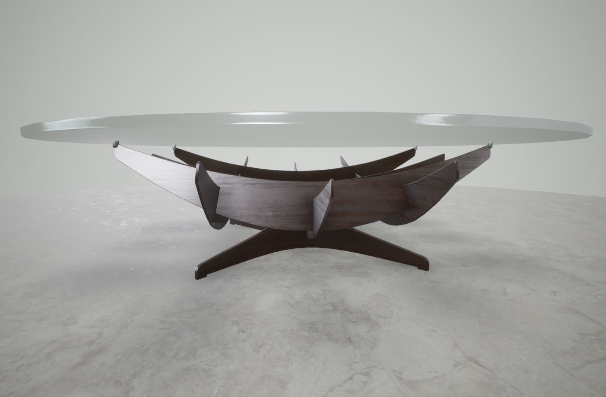 Round Glass Table Low-poly 3D model_3