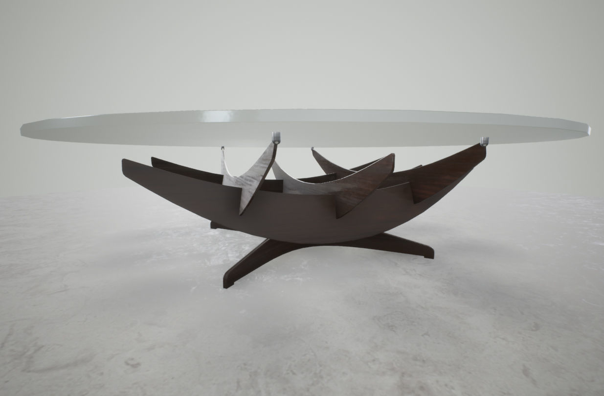 Round Glass Table Low-poly 3D model_5