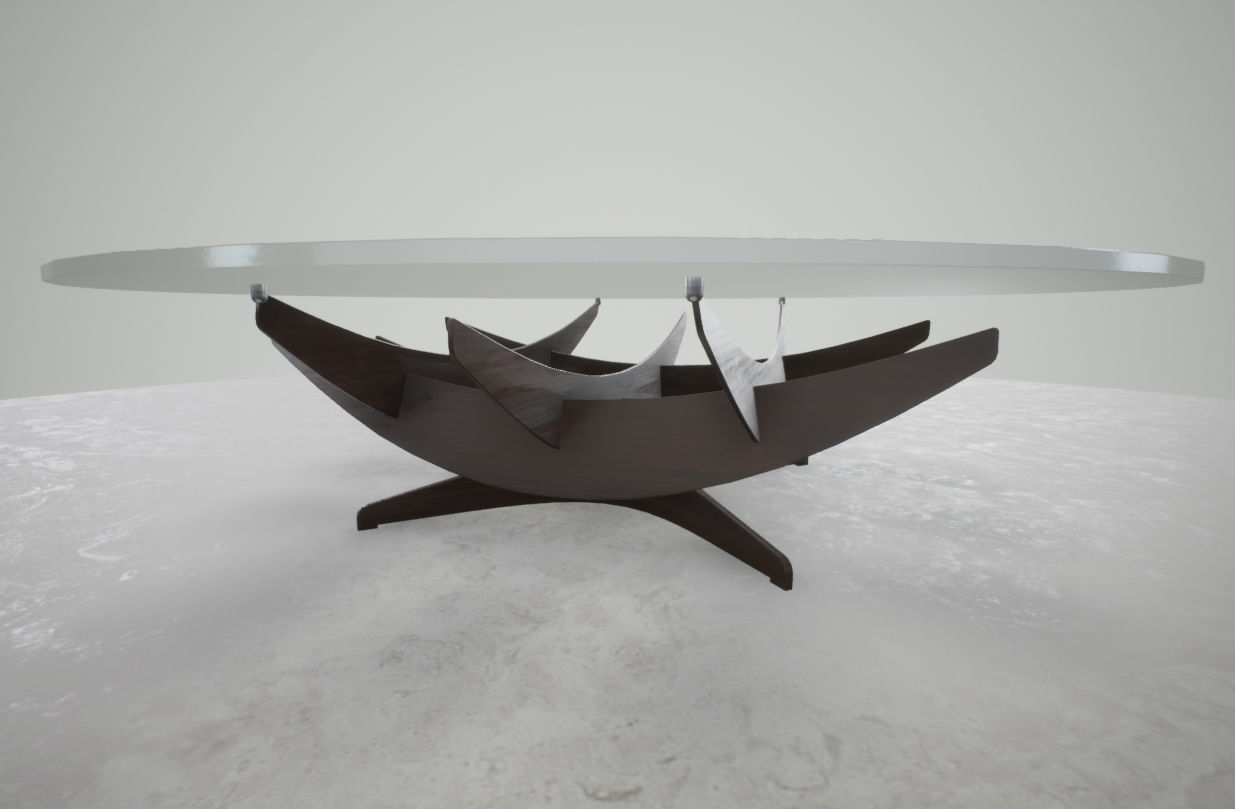 Round Glass Table Low-poly 3D model_6