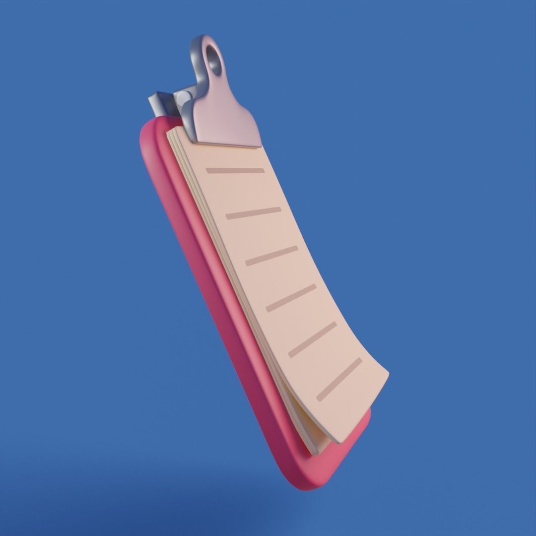 Cartoon clipboard Low-poly 3D model_1