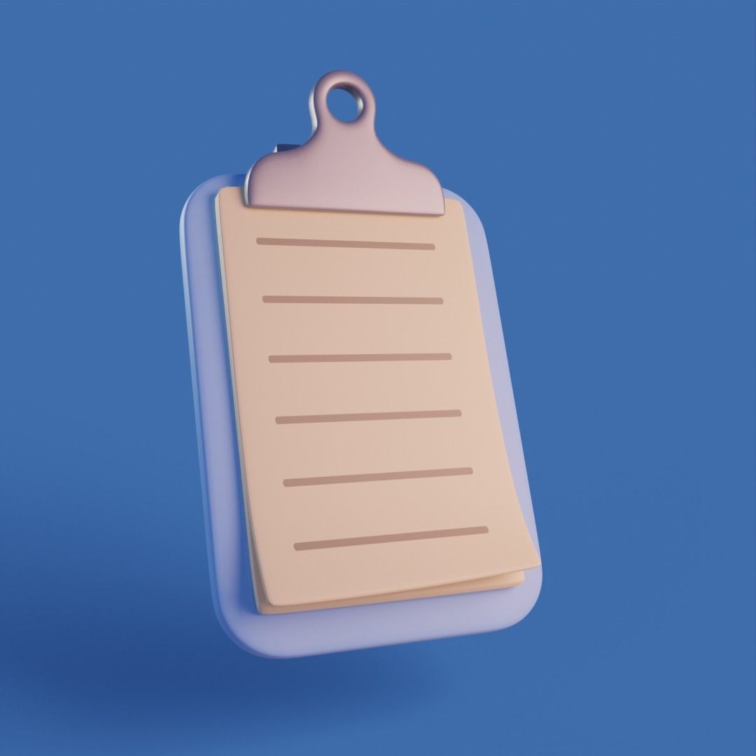 Cartoon clipboard Low-poly 3D model_3